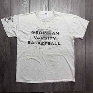 Vintage Russell Athletic Georgian Grizzlies Basketball T-Shirt Grey Mens L 1999